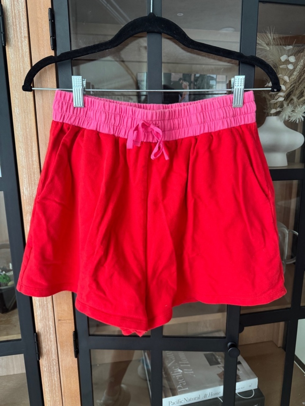Sugarlips shorts contrast high rise colorblock red neon pink drawstring
